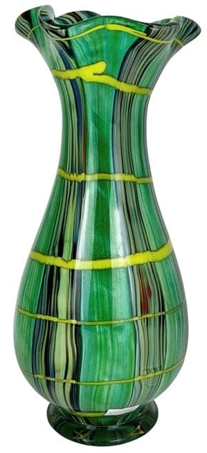 Green Weave - hand-blown glass vase