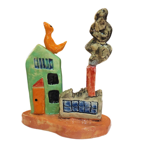 Smokey Factories & Orange Bird - sculpture Bron Lewis