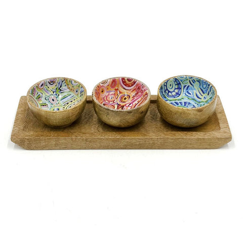 Trio of Tiny Bowls - indigenous Designs - Clayfire Gallery Daylesford Art Gallery