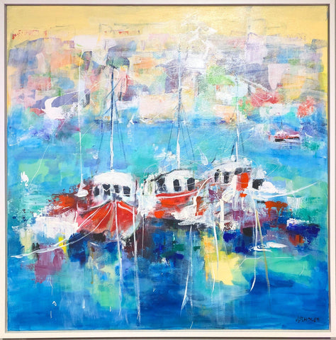 Boats at Anchor - original art by Jenny Scholes - Clayfire Gallery Daylesford Art Gallery
